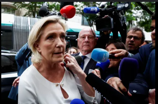 NSLCA23's tweet photo. French populist Marine Le Pen sentenced to jail and banned from politics in a blatant lawfare case—sound familiar? Just like the left’s failed attempts to convict Donald Trump, this is a desperate move to silence dissent and rig elections. The people see through it! https://t.co/zyhJ1WU5nM