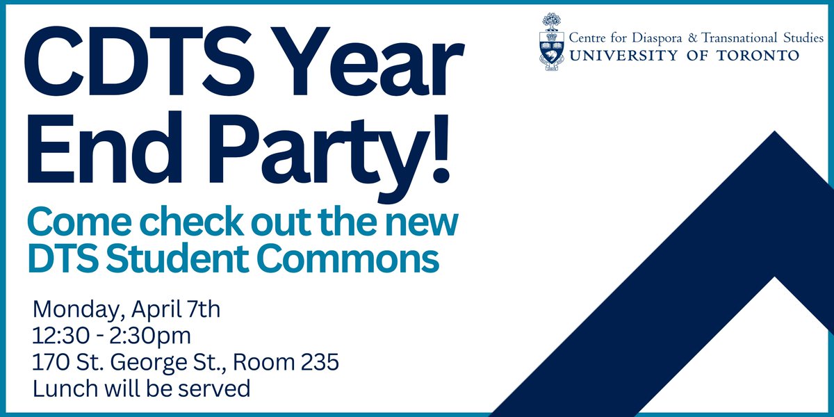 Join us on Monday, April 7th at 12:30pm to celebrate the end of the year and the grand opening of the new DTS Student Commons! Lunch will be served. Register here: uoft.me/DTSCelebration