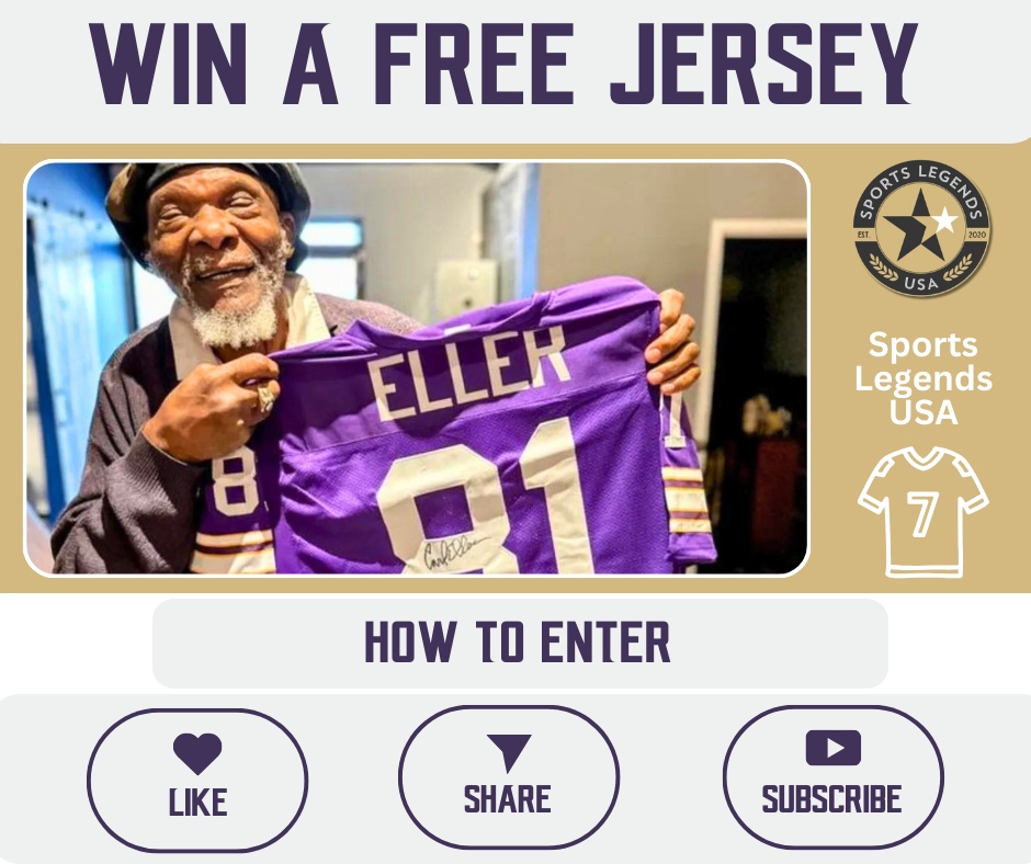 Here’s your chance to win a SIGNED jersey—straight from a Purple People Eaters legend! 

How to enter:
- LIKE this post 
- SUBSCRIBE to our YouTube channel: Sports Legends USA 
- SHARE this post with Vikings fans!

Winner announced soon! 

Video: bit.ly/42jPjP6