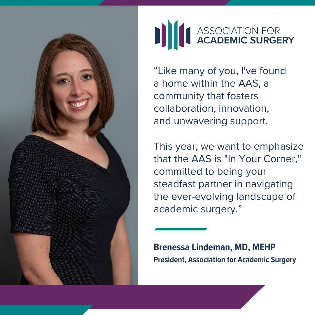 Assoc4AcademicSurgery (@academicsurgery) on Twitter photo A message from AAS President, <a href="/BrenessaL/">Brenessa Lindeman, MD, MEHP</a>! ✨
"As I step into the role of President, I am filled with immense enthusiasm and gratitude. It's truly a privilege to serve an organization that has been so instrumental in my own journey as an academic surgeon. Like many of you, I've A message from AAS President, <a href="/BrenessaL/">Brenessa Lindeman, MD, MEHP</a>! ✨
"As I step into the role of President, I am filled with immense enthusiasm and gratitude. It's truly a privilege to serve an organization that has been so instrumental in my own journey as an academic surgeon. Like many of you, I've
