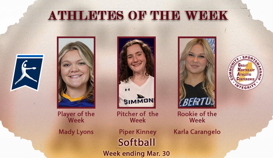 SB 🥎 Weekly Awards - Week 5

PlayerOTW: Mady Lyons
PitcherOTW: Piper Kinney
ROTW: Karla Carangelo

Read more: thegnac.com/sports/sball/2…

#d3sb #theGNAC