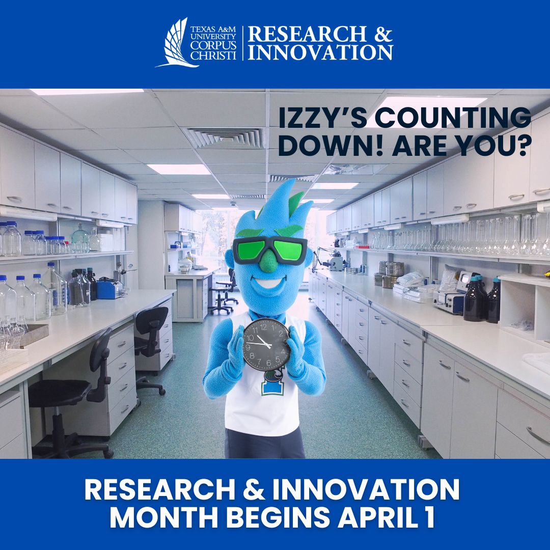 TAMUCC Division of Research and Innovation (@ri_tamucc) on Twitter photo Time is ticking…Research and Innovation Month is almost here! Izzy is making sure everyone knows it is almost time for R&I Month at <a href="/IslandCampus/">Texas A&M-Corpus Christi</a>! FMI: tamucc.edu/research/ri-mo…. #TAMUCC #ResearchAndInnovationMonth #IslanderImpact Time is ticking…Research and Innovation Month is almost here! Izzy is making sure everyone knows it is almost time for R&I Month at <a href="/IslandCampus/">Texas A&M-Corpus Christi</a>! FMI: tamucc.edu/research/ri-mo…. #TAMUCC #ResearchAndInnovationMonth #IslanderImpact