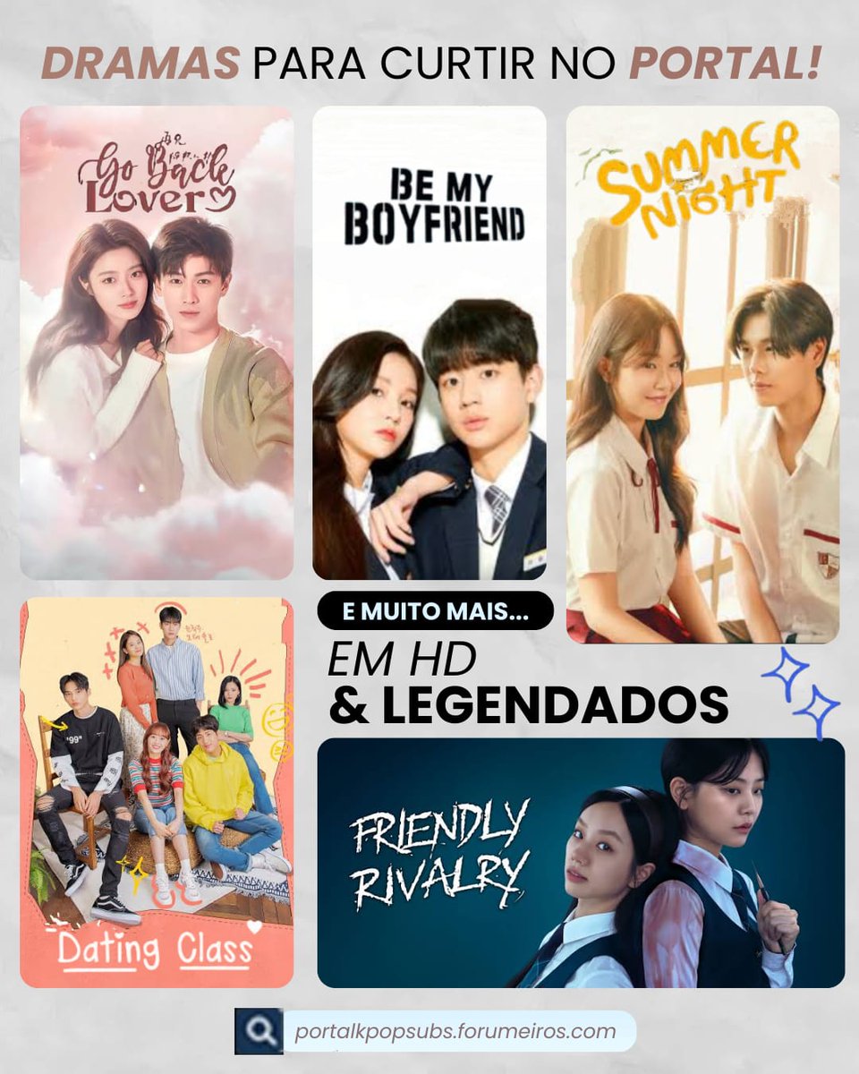 portalkpopsubs's tweet photo. DRAMAS PARA CURTIR NO PORTAL KPOP SUBS!
#GoBackLover #BeMyBoyfriend #SummerNightTheSeries #DatingClass #FriendlyRivalry #kdrama #thaidrama #cdrama #Hyeri #XuRuohan #YunRui #Gyuri #CHUU #parnpeet #Subin #LeeSiWoo #legendado https://t.co/nYgIXbLTVK