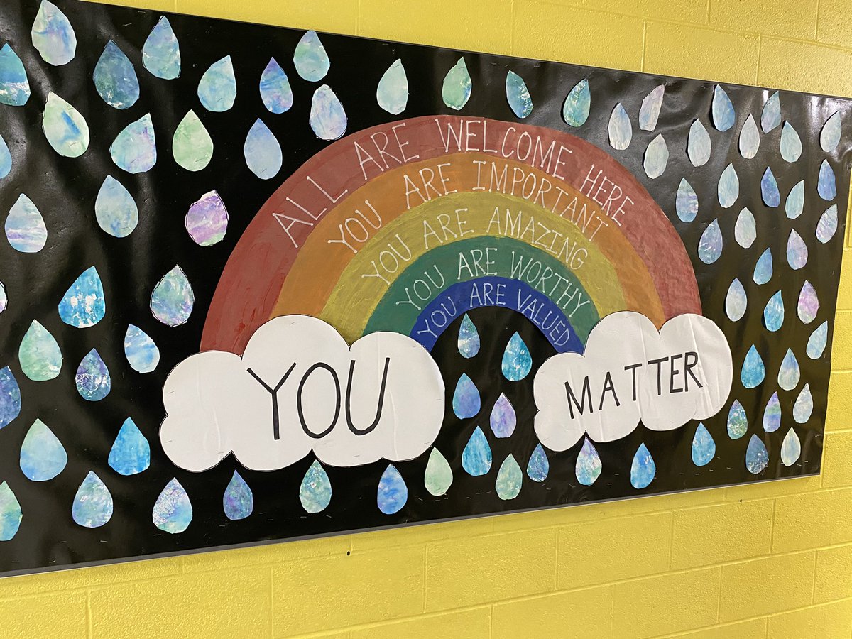 It may be raining outside, but inside at LLS we have a new beautiful bulletin board reminding us that after the rain, there’s always a rainbow. #youmatter #allarewelcomehere #youareamazing