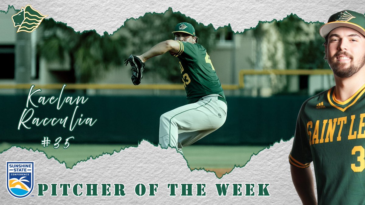 Saint Leo Athletics (@saintleolions) on Twitter photo After pitching a complete-game shutout, Kaelan Racculia was named the <a href="/D2SSC/">Sunshine State Conference</a> Pitcher of the Week on Monday afternoon!!
He tallied seven strikeouts and allowed six hits to earn the award for the first time in his career!!
📰bit.ly/42zbujx
#GOLIONS 🦁 | #SAINTLEO1PRIDE After pitching a complete-game shutout, Kaelan Racculia was named the <a href="/D2SSC/">Sunshine State Conference</a> Pitcher of the Week on Monday afternoon!!
He tallied seven strikeouts and allowed six hits to earn the award for the first time in his career!!
📰bit.ly/42zbujx
#GOLIONS 🦁 | #SAINTLEO1PRIDE