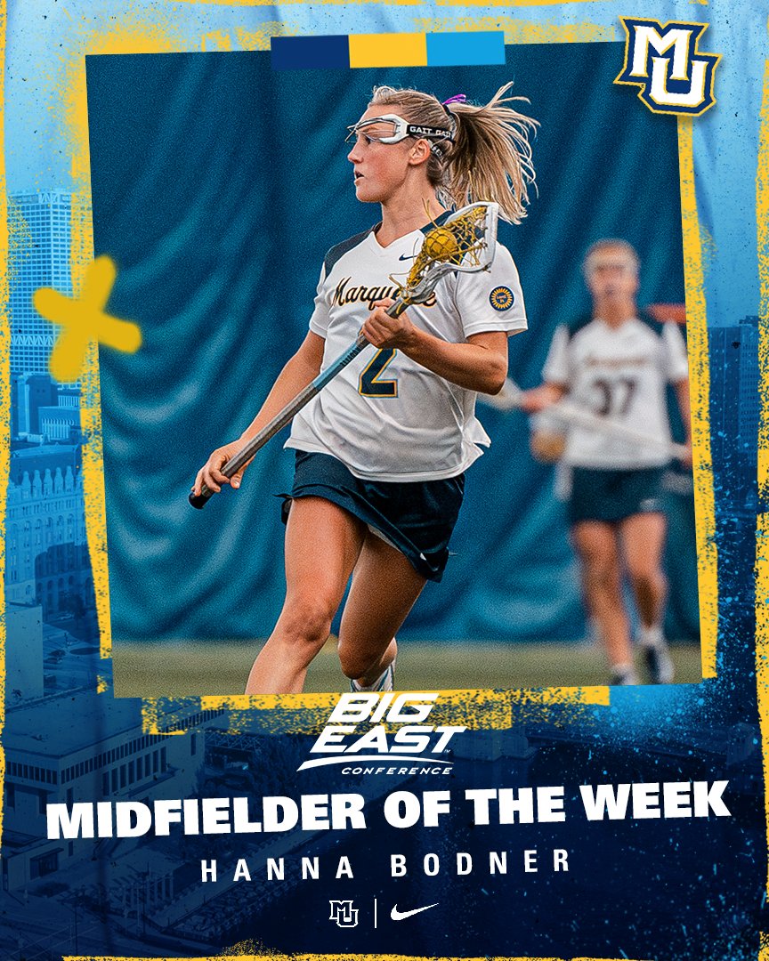 Career week for Hanna earns her <a href="/BIGEAST/">BIG EAST Conference</a> Midfielder of the Week honors for the second week in a row! 🙌 Bodner scored 11 goals over two games including the game winner in OT against Arizona State last Tuesday. #WeAreMarquette