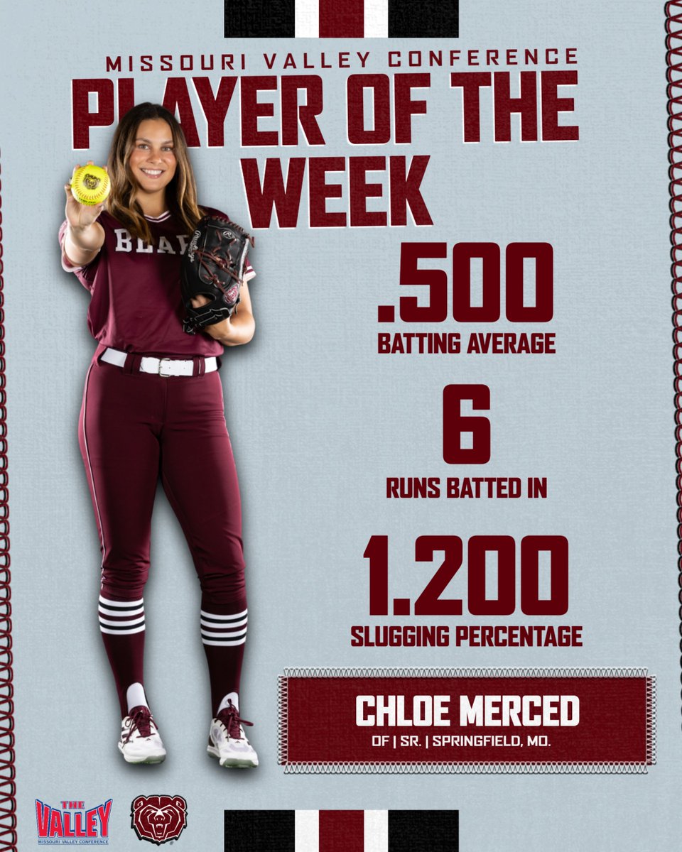 Hitting Her Stride 😤

Chloe Merced is the MVC Player of the Week for the first time in her career! 

🔗 tinyurl.com/4apeumx6

#GoBears | #Team57