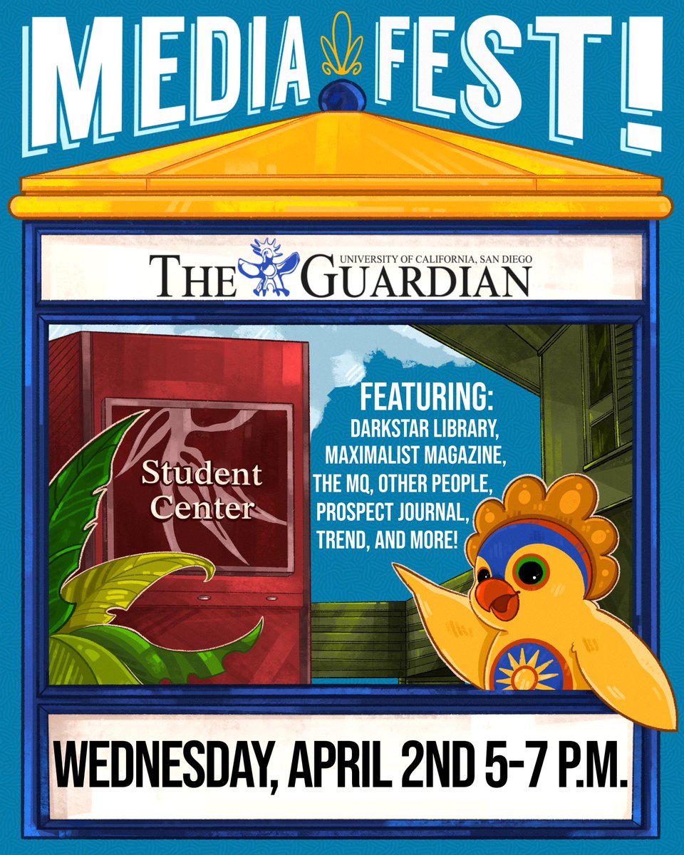 Join us for the first annual Student Media Fest in the Old Student Center Courtyard this Wednesday April 2nd from 5-7 p.m., hosted by The UCSD Guardian!