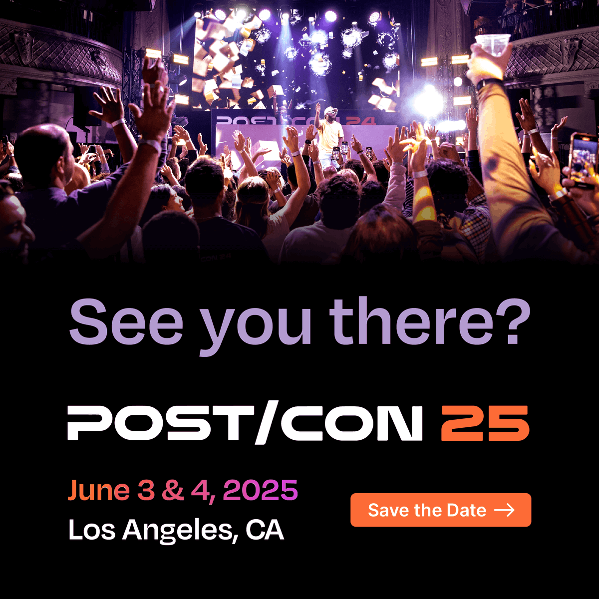 getpostman's tweet photo. POST/CON 25 is not your average API conference. It’s the main stage. The group chat. The afterparty. The spark that lights your next big build. 🎇 

📅 June 3 &amp; 4 | Los Angeles

🎟️ Register today: https://t.co/PZh53LCRbF https://t.co/0UxkKmi5US