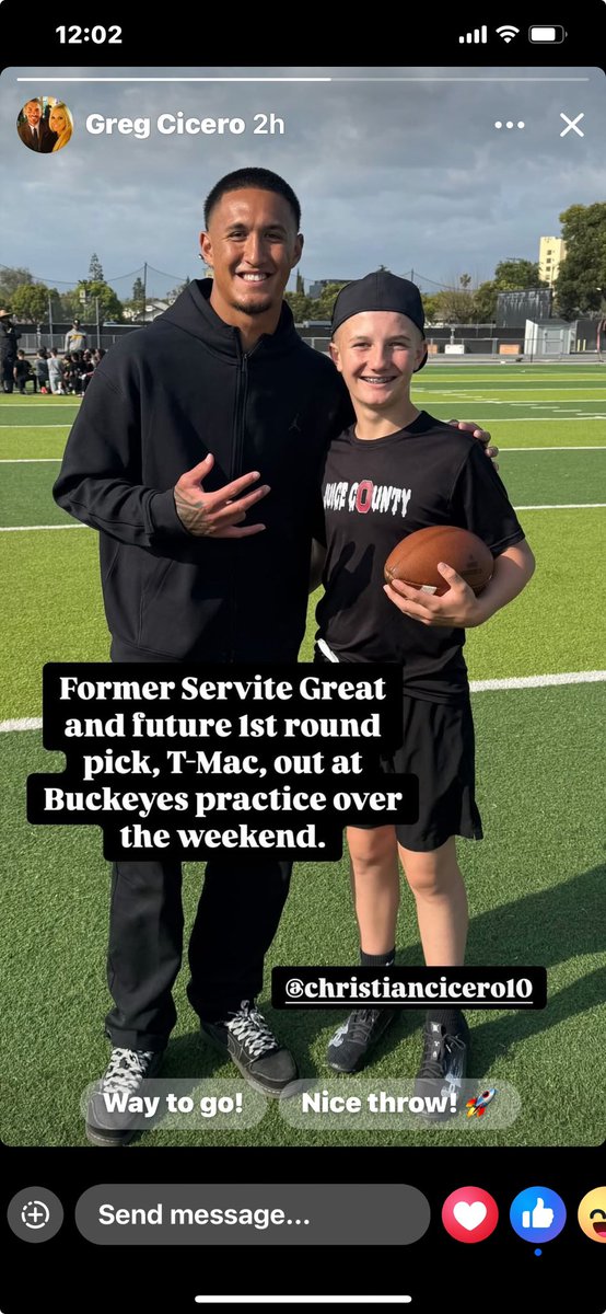 Coach G (@garretsonrick) on Twitter photo <a href="/TMAC96795/">Tetairoa McMillan</a> and Christian Cicero… One <a href="/ServiteFootball/">Servite Football</a> all time WR and the 12 year old son of all time Servite QB, Greg Cicero. No doubt, T Mac will be an NFL first rd draft pick! Christian is one of the top 12 year old FB/Baseball athletes in the nation! #Credo <a href="/TMAC96795/">Tetairoa McMillan</a> and Christian Cicero… One <a href="/ServiteFootball/">Servite Football</a> all time WR and the 12 year old son of all time Servite QB, Greg Cicero. No doubt, T Mac will be an NFL first rd draft pick! Christian is one of the top 12 year old FB/Baseball athletes in the nation! #Credo