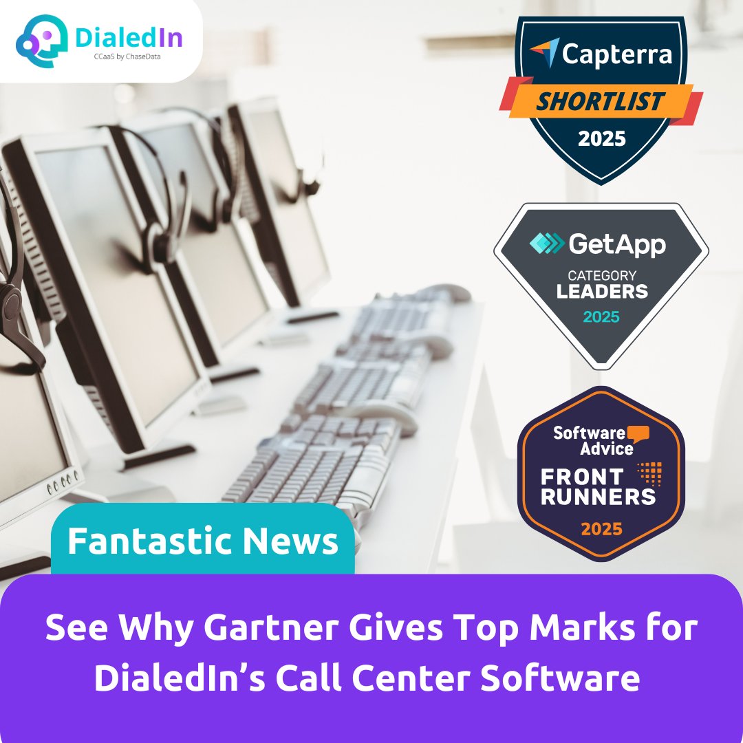 _DialedIn's tweet image. 🎉 Fantastic News! DialedIn has landed top spots for Call Center Software on the Gartner Capterra Shortlist, GetApp Leaders, and Software Advice FrontRunners for 2025!
👉 hubs.ly/Q03dsyGq0

#CallCenterSoftware #DialedIn #CapterraShortlist #Gartner