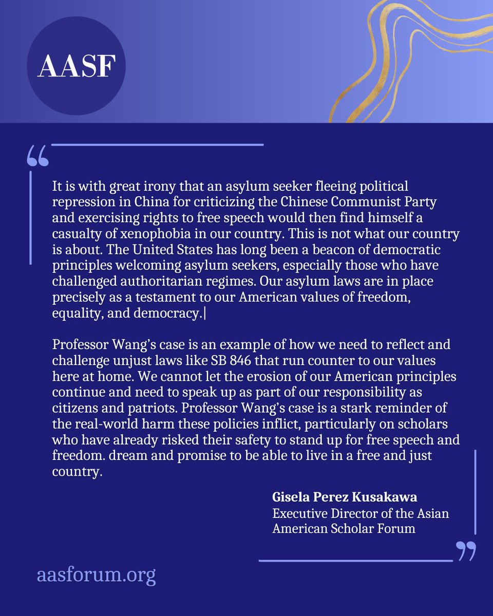 BREAKING: AASF is alarmed by the recent termination of Kevin Wang from New College of FL under the controversial SB 846 law. Wang, seeking asylum in the US &amp; legally authorized to work, was allegedly dismissed despite nearly 2 yrs of dedicated teaching: bit.ly/AASFNewCollege