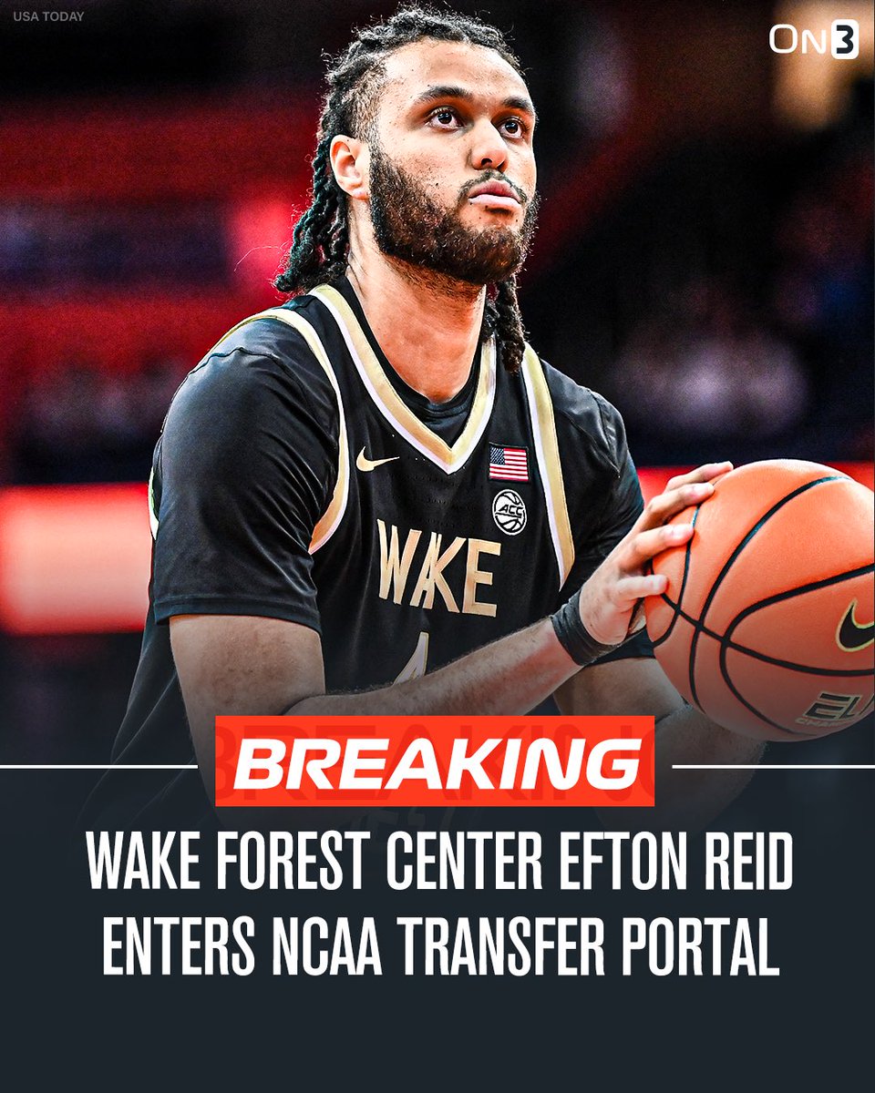 TransferPortal's tweet photo. NEW: Wake Forest center Efton Reid has entered the NCAA Transfer Portal, @petenakos reports. 

The former LSU and Gonzaga transfer averaged 8.8 points and 6.6 rebounds per game this season.

https://t.co/t6uyPlXzeC https://t.co/kHav1RgZWU