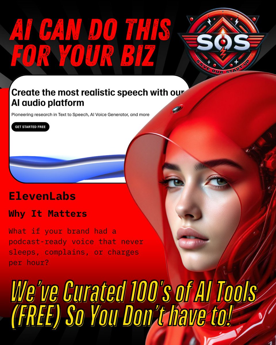 🔊 Can Your #Business Content Speak Volumes?

With ElevenLabs, bring vocal elements into your content creation with AI

🌟 Workflow Goal: Create realistic speech with AI.

👉 Learn more about ElevenLabs saveourstartup.co.uk/ai-tool/eleven…

#VoiceAI #ElevenLabs #Audio #AIAudio #SaveOurStartup