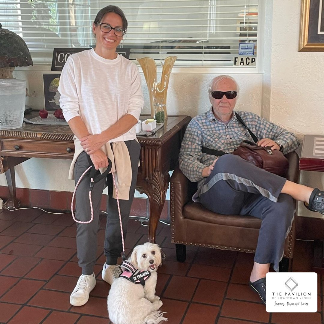 venicecenterl's tweet photo. 🐶💙 Furry Friends &amp; Warm Welcomes! Our amazing therapy dogs, Mya and Molly, brought smiles and comfort to residents today! 🐾 Judy shared some love with Mya, while new resident Richard got a special welcome from Molly. Roger also enjoyed some time with Molly and her trainer! https://t.co/gKjNwSGYLi