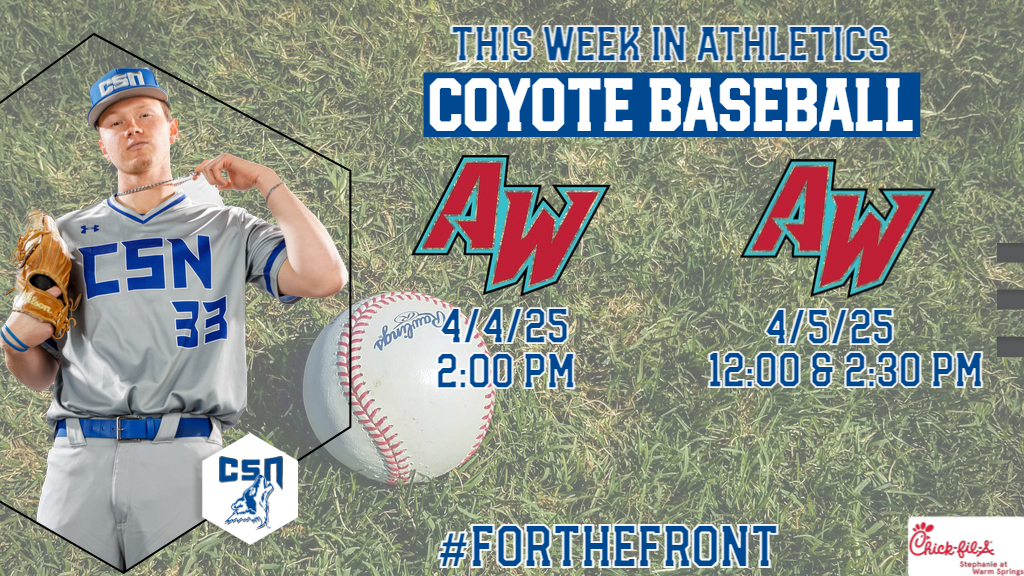 CSNCoyotes's tweet image. It’s Game Week Coyote Nation‼️ #17 Baseball hosts Arizona Western College in ACCAC action  on April 4th &amp;amp; 5th. Men’s and Women’s Cross Country stay home to compete in the “UNLV Rebel Elite” on Saturday April 5th. Softball is on a bye week. 
🐺⚾️🥎🎽👟💨 #1PACK