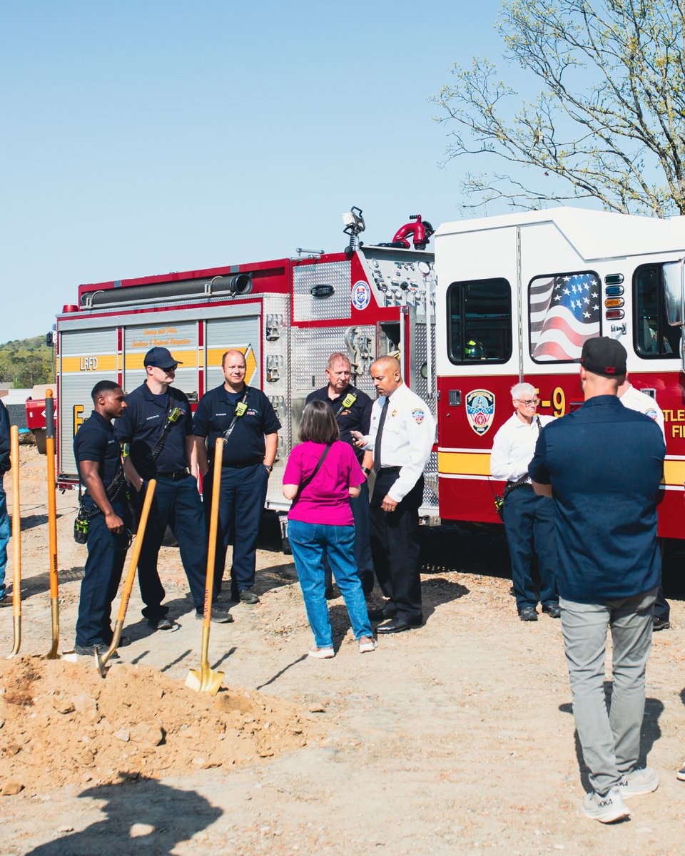 CityLittleRock's tweet photo. Two years ago, a tornado devastated our city, destroying homes, businesses, and LRFD Station 9. Today, we break ground on its rebuilding—honoring our firefighters’ resilience and commitment to serving others.

#LRStrong #CommunityResilience #GrowingLRForward #LittleRock https://t.co/bOW6hUCKhr