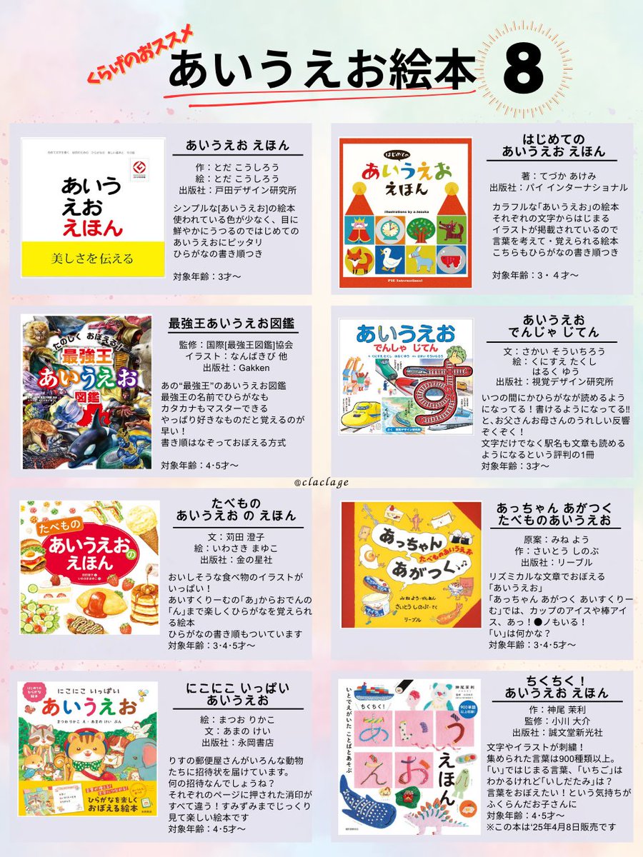 魔法のようにスルンとおぼえられる本や、はじめて文字にふれるお子さんにおススメの「あいうえお」の本はこちら

リプ欄にアマゾンと楽天のリンク貼ります