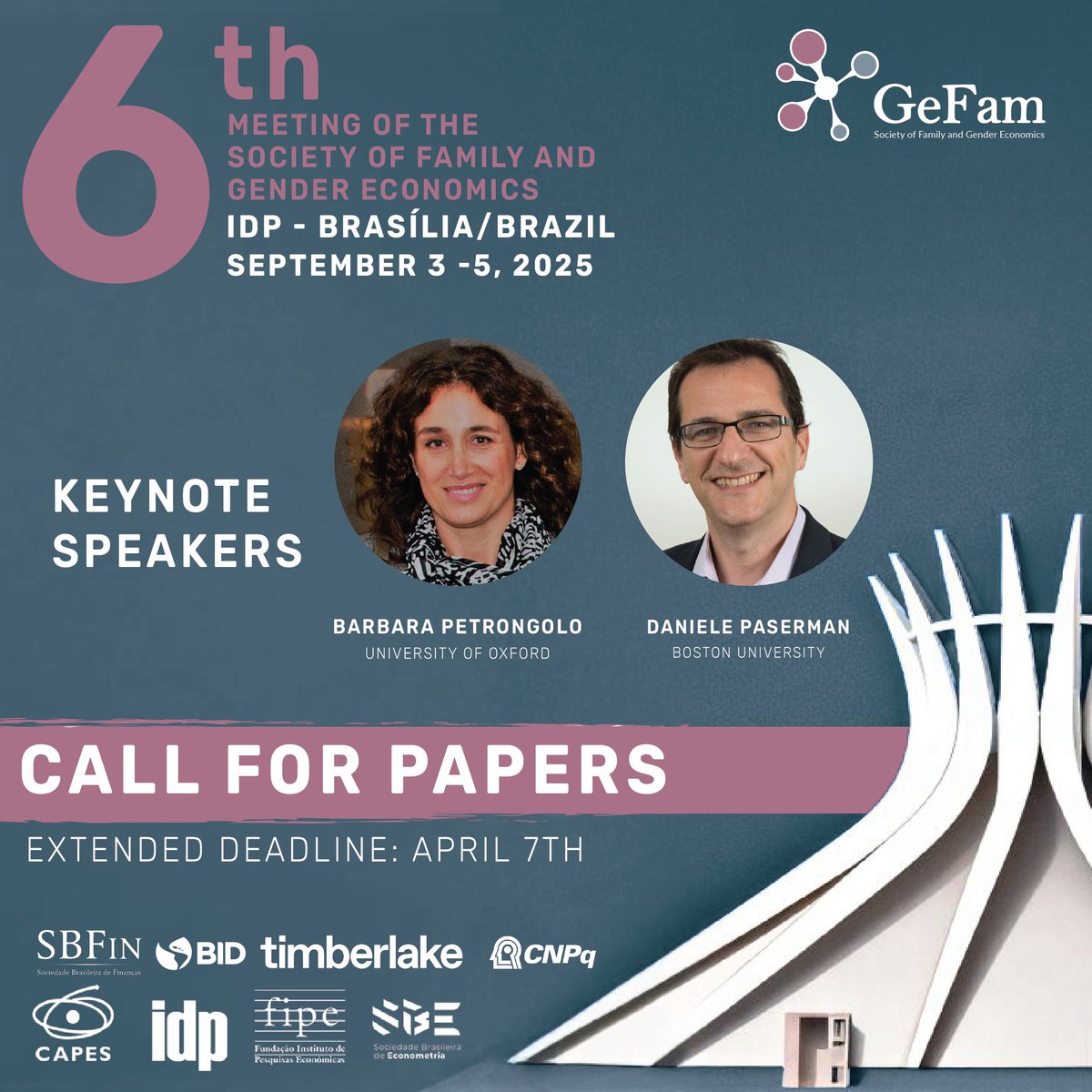 GeFamEconomics's tweet photo. 📢 Extended Deadline Alert! 📅

Great news! The deadline for submitting papers and extended abstracts to the 6th Meeting of the Society of Family and Gender Economics has been extended. 
ele https://t.co/gSCSjd2amZ