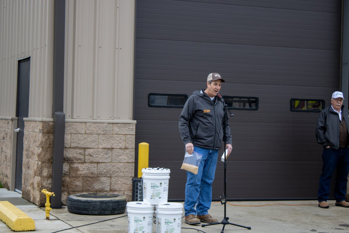This morning, OSC hosted a live  SoyFoam™ demo at the Harrison Twp Fire Dept 🚒🔥 Developed through the Soybean Checkoff, this soy-based, PFAS-free foam offers a safer, sustainable way to fight fires.

Huge thanks to Harrison Twp FD &amp; everyone who joined! 🌱👩‍🚒 #USSoy #SoyFoam