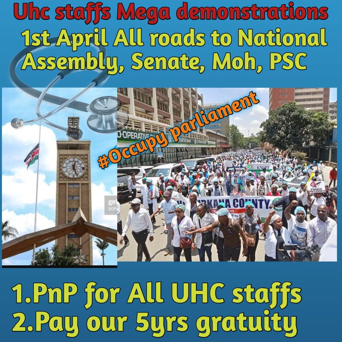 kk43292331's tweet photo. #absorb8571UHCstaff
#Budegt4UHCstaff Justice delayed is justice denied.@UHCStaffs are tired of dubious contracts.absorb them into PNP NOW! @MOH_Kenya ,@HonAdenDuale ,@fnoluga ,@AtwoliDza ,@Kimuzi_ ,@C_NyaKundiH ,@PSCKenya ,@Senate_KE ,@NAssemblyKE ,@KenyaGovernors https://t.co/4iZ2LN6OnJ