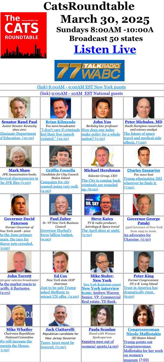 JohnTerrett1's tweet image. I'm proud to be part of the Cats Roundtable on 77 WABC in New York