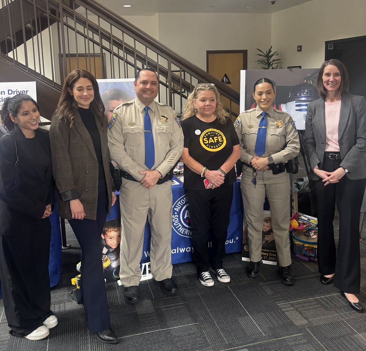 Today, <a href="/CHP_Border/">CHP Border Division</a> joined <a href="/AAASoCal/">Auto Club of SoCal</a>’s Anlleyn Venessa, <a href="/OTS_CA/">CA Office of Traffic Safety</a> Director Stephanie Dougherty &amp; “Grandma Beverly,” who lost her grandson to a distracted driver, to highlight the dangers of distracted driving. Stay focused—lives depend on it! #JustDrive #ActionAgainstDistraction