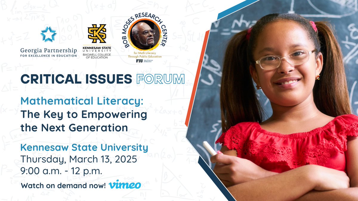 If you were unable to join us a couple of weeks ago for our Critical Issues Forum on Mathematical Literacy, the recording is available now for on-demand viewing: vimeo.com/1071136232 #GPEE #InformingLeadersImprovingEducation