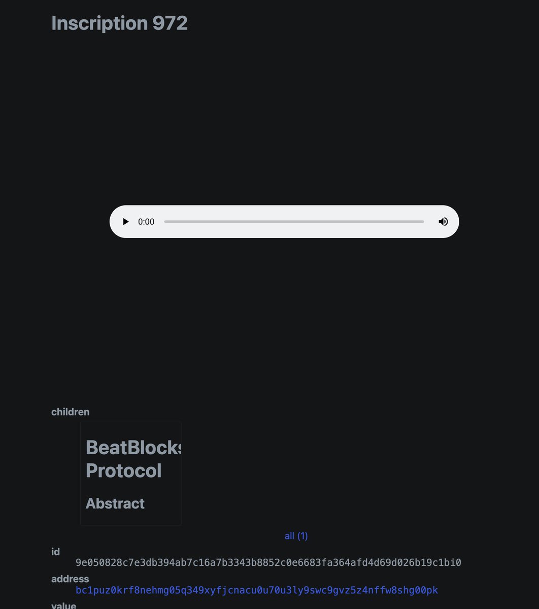 Bunzy (@0xbunzy) on Twitter photo the whole BeatBlocks Protocol + Genesis Collection
are inscribed as children under <a href="/ScrillaVentura/">RARE SCRILLA</a> early inscription #972
this collection is for the real ones ✊ the whole BeatBlocks Protocol + Genesis Collection
are inscribed as children under <a href="/ScrillaVentura/">RARE SCRILLA</a> early inscription #972
this collection is for the real ones ✊