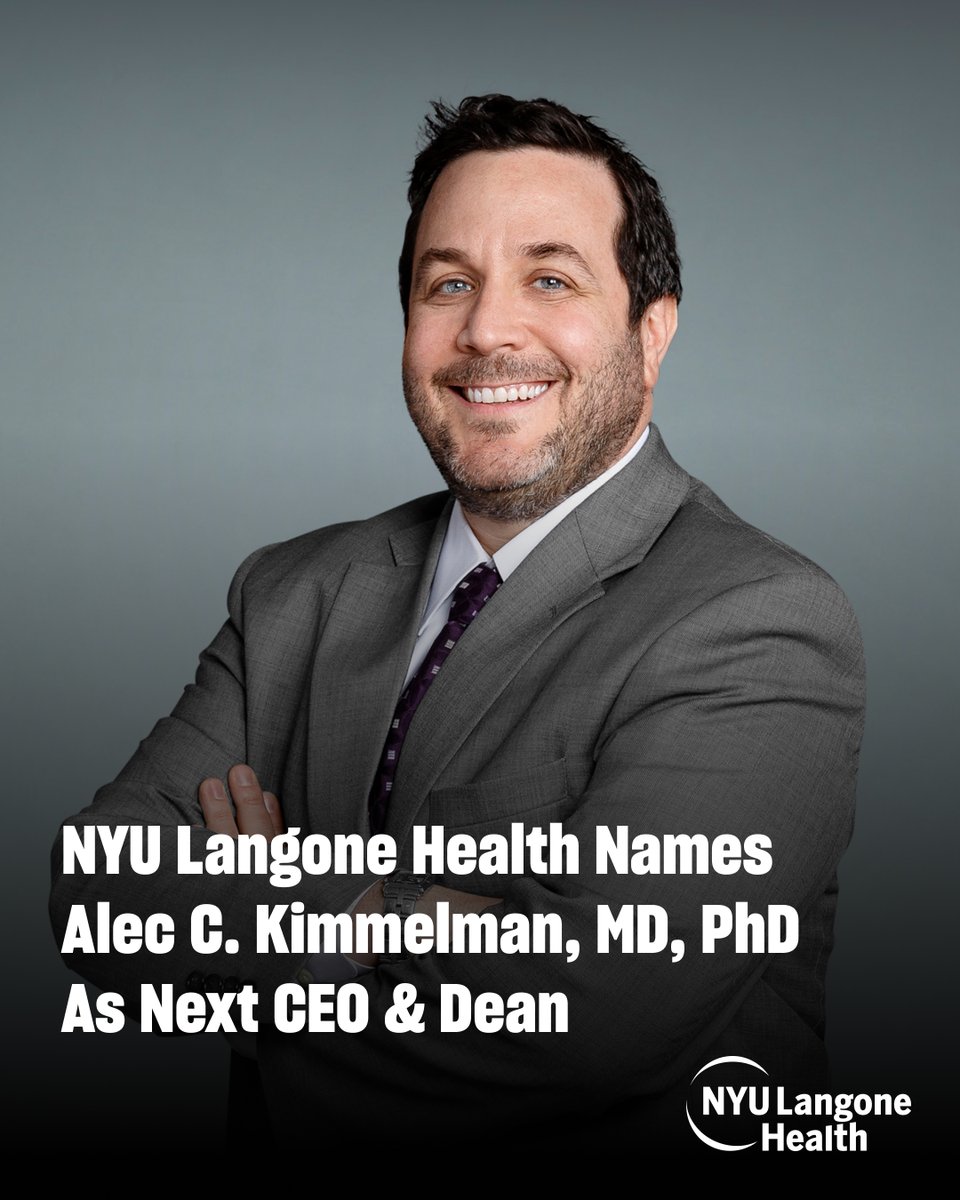 NYU Langone Health (@nyulangone) on Twitter photo We are thrilled to announce the appointment of Alec C. Kimmelman, MD, PhD, as the next Chief Executive Officer at <a href="/nyulangone/">NYU Langone Health</a> and Dean of <a href="/nyugrossman/">NYU Grossman School of Medicine</a> effective September 1, 2025.
Learn more: nyulangone.org/news/nyu-lango… We are thrilled to announce the appointment of Alec C. Kimmelman, MD, PhD, as the next Chief Executive Officer at <a href="/nyulangone/">NYU Langone Health</a> and Dean of <a href="/nyugrossman/">NYU Grossman School of Medicine</a> effective September 1, 2025.
Learn more: nyulangone.org/news/nyu-lango…
