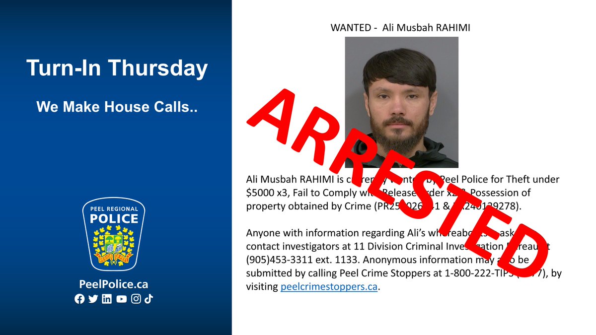 🚨 #TurnInThusday 🚨 Ali RAHIMI’s “knack” for stealing finally caught up with him! He’s been arrested! Guess you could say his getaway skills were stolen too. Thanks to everyone who helped out! #WantedWednesday #TurnInThursday #NotSoSmoothCriminal