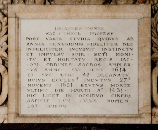 jdmccafferty's tweet photo. John Donne #poet and cleric died #otd 31 Mar 1631  Here is his 1631 effigy by Nicholas Stone  (St. Paul's Cathedral #London) https://t.co/j8JDITRpQ2