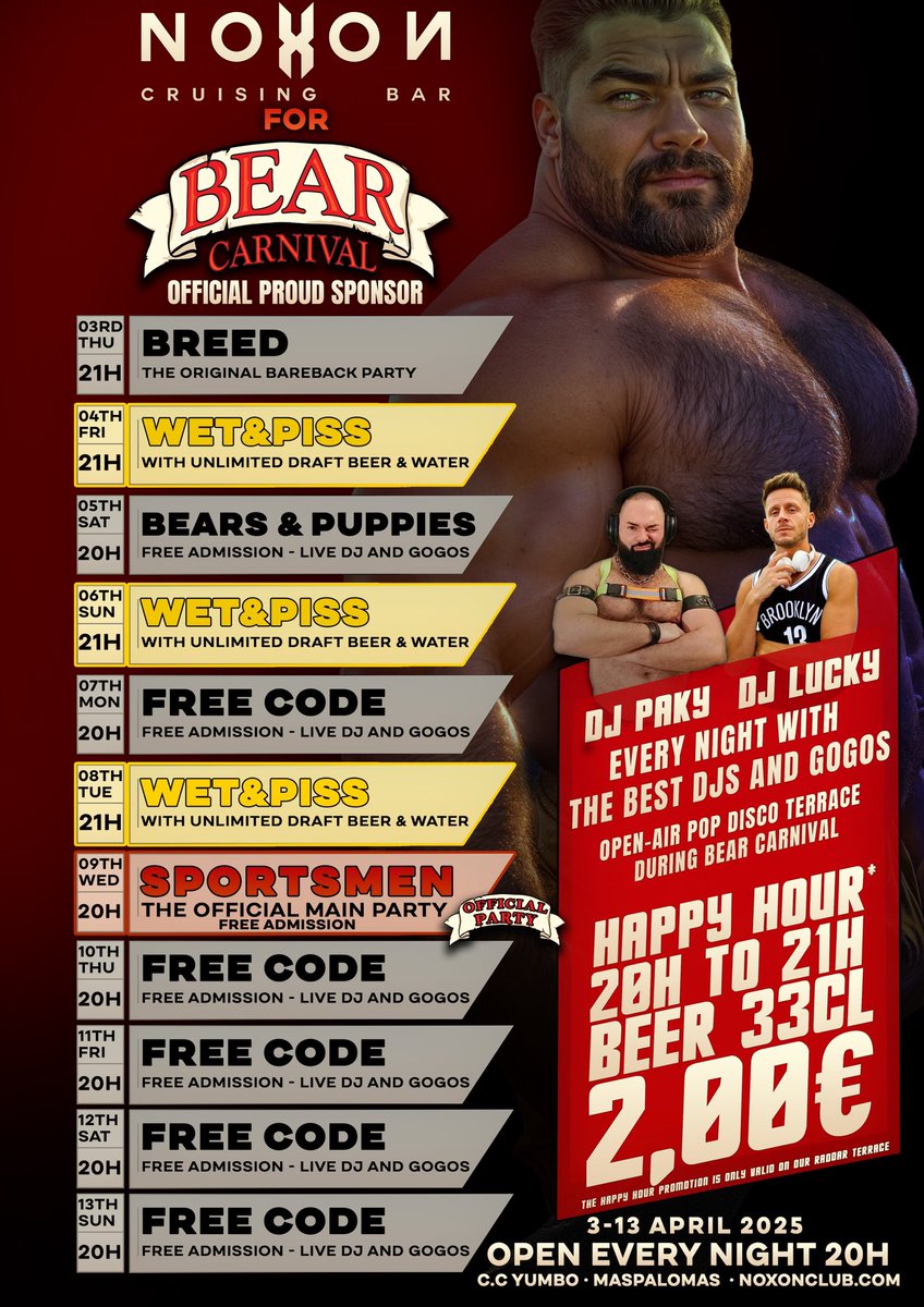 noxonclub (@noxonclub) on Twitter photo Bears, ready for <a href="/bearcarnival/">Bear Carnival</a> ?
Or agenda for the most funny event is ready!
noxonclub.com/bearweek Bears, ready for <a href="/bearcarnival/">Bear Carnival</a> ?
Or agenda for the most funny event is ready!
noxonclub.com/bearweek