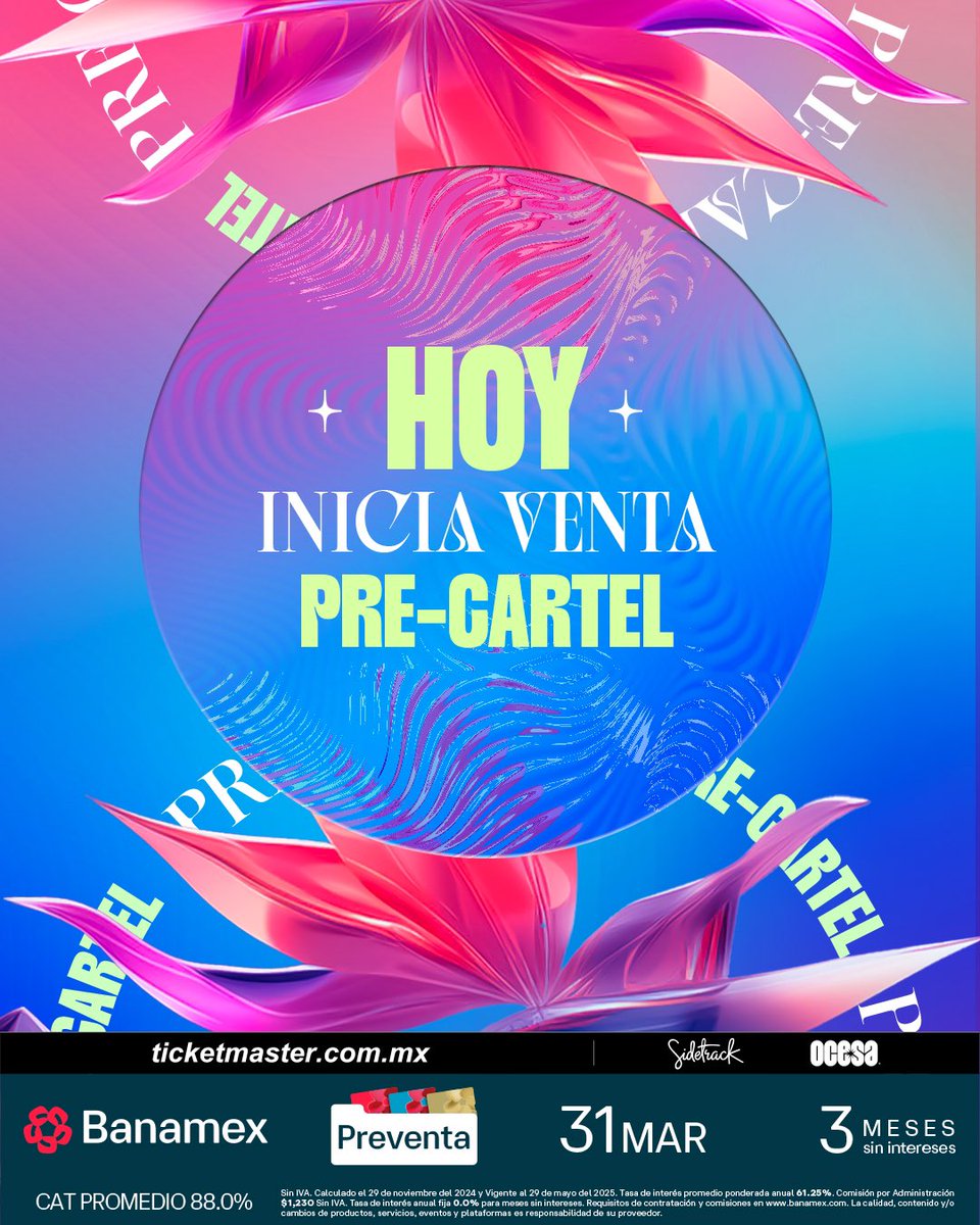 🚨 Ya comenzó la Venta Pre-Cartel! 🚨

🎟️ bit.ly/4ccSoUx

➡️ Boletos limitados en etapa Pre-Cartel
➡️ Sólo por Ticketmaster
➡️ Abierto a todas las tarjetas de crédito con MSI exclusivas con Banamex

#FestivalVaivén #Vaivén2025