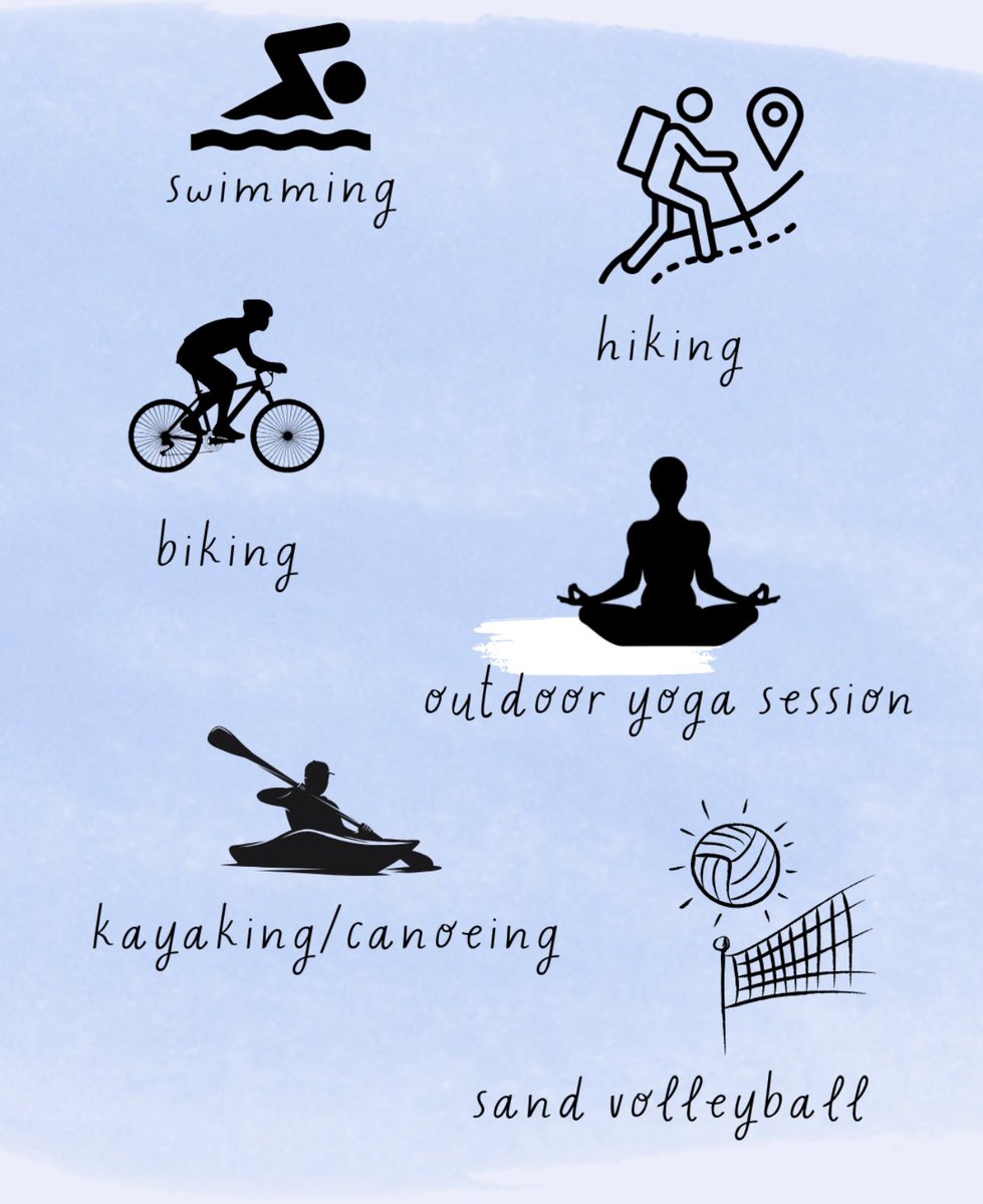 ACSM recommendations state that all healthy adults ages 18-65 should participate in a minimum of 30 minutes of moderate intensity aerobic activity 5 days per week. With summer coming soon, here are some ways you can stay active while enjoying the weather!