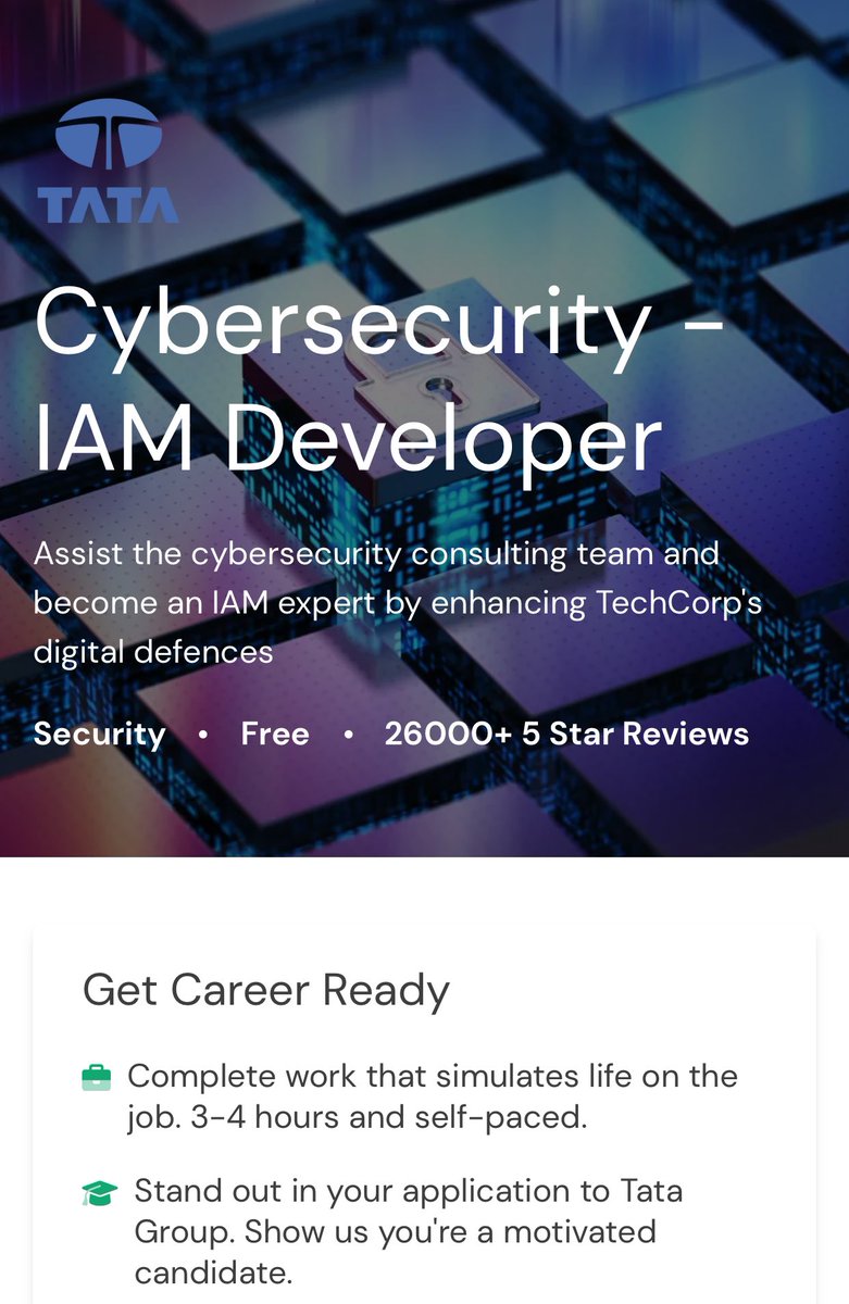 d4rk_intel's tweet image. For those seeking free virtual cybersecurity internships, do take advantage of the Forage Security Virtual Internships. These internships are offered at no cost and provide participants with hands-on lab work and certificates upon successful completion.

#Cybersecurity