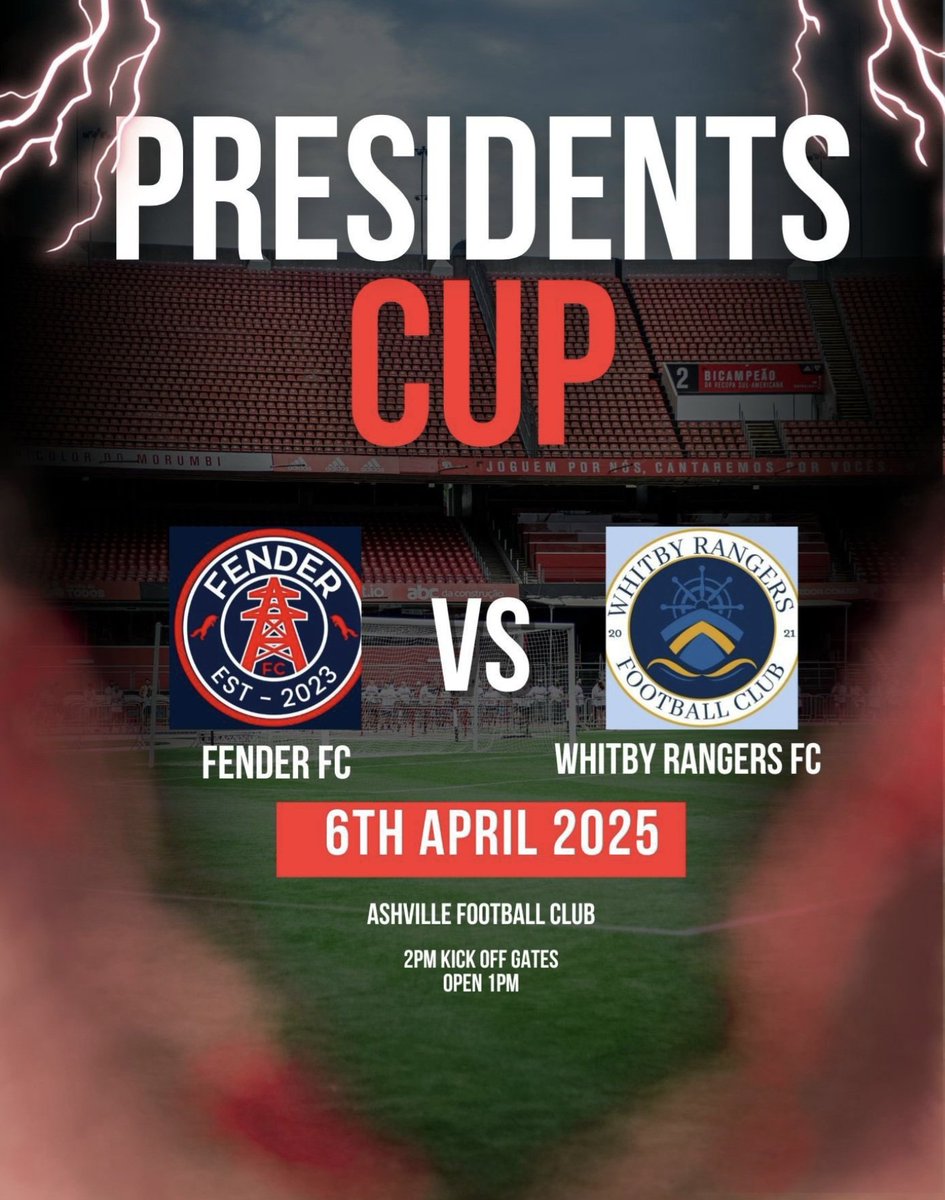 The Old and The New (@theoldthenew21) on Twitter photo This coming Sunday 6th April 2025
2pm kick off at <a href="/AshvilleFC/">Ashville Football Club</a>
Should be a cracker this, both teams have had good seasons to date scoring plenty of goals.
<a href="/Fender_FC/">FenderFc</a> <a href="/RangersWhitby/">Whitby Rangers</a> This coming Sunday 6th April 2025
2pm kick off at <a href="/AshvilleFC/">Ashville Football Club</a>
Should be a cracker this, both teams have had good seasons to date scoring plenty of goals.
<a href="/Fender_FC/">FenderFc</a> <a href="/RangersWhitby/">Whitby Rangers</a>