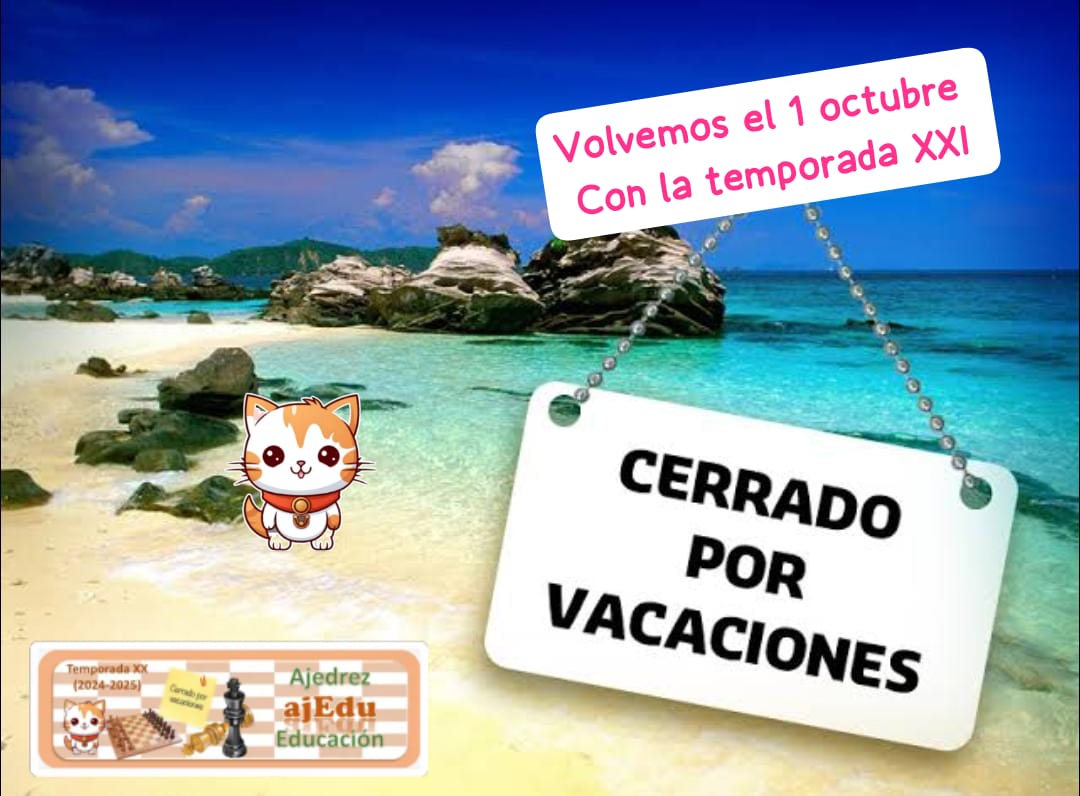 ajEdu (@ajedu4) on Twitter photo La RED INTERNACIONAL DE AJEDREZ Y EDUCACIÓN ajEdu se va de 🏕️ vacaciones 🏖️ y nuestra diseñadora <a href="/ArqCera/">ArqCedillo</a> aprovechó para caracterizar los logos.
Ver 🔗ajedu.blogspot.com/?m=0.
Gracias a todos!.
#ajedu <a href="/peremarques/">Pere Marques</a> <a href="/leontxogarcia/">Leontxo García</a> La RED INTERNACIONAL DE AJEDREZ Y EDUCACIÓN ajEdu se va de 🏕️ vacaciones 🏖️ y nuestra diseñadora <a href="/ArqCera/">ArqCedillo</a> aprovechó para caracterizar los logos.
Ver 🔗ajedu.blogspot.com/?m=0.
Gracias a todos!.
#ajedu <a href="/peremarques/">Pere Marques</a> <a href="/leontxogarcia/">Leontxo García</a>
