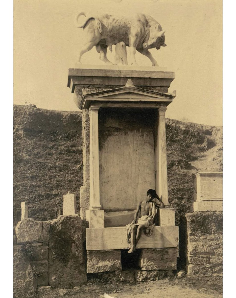 SumerianHittite's tweet image. A Greek boy sits on the ancient temple of Dionysus, Kerameikós, 1895.
#archaeologyart