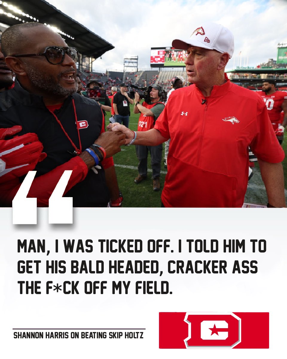 UFLdaily's tweet image. Shannon Harris speaks out on Skip Holtz after absolutely dismantling the Stallions week 1.
