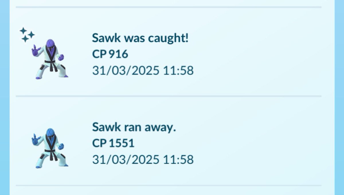 Liz_487's tweet photo. Checked the journal earlier to see this, I’m glad the go plus caught the right one!! ✨
#PokemonGO #GOplus #ShinyPokemon #Sawk #ShinySawk #PokemonGOfriends https://t.co/Uji3xmXqck