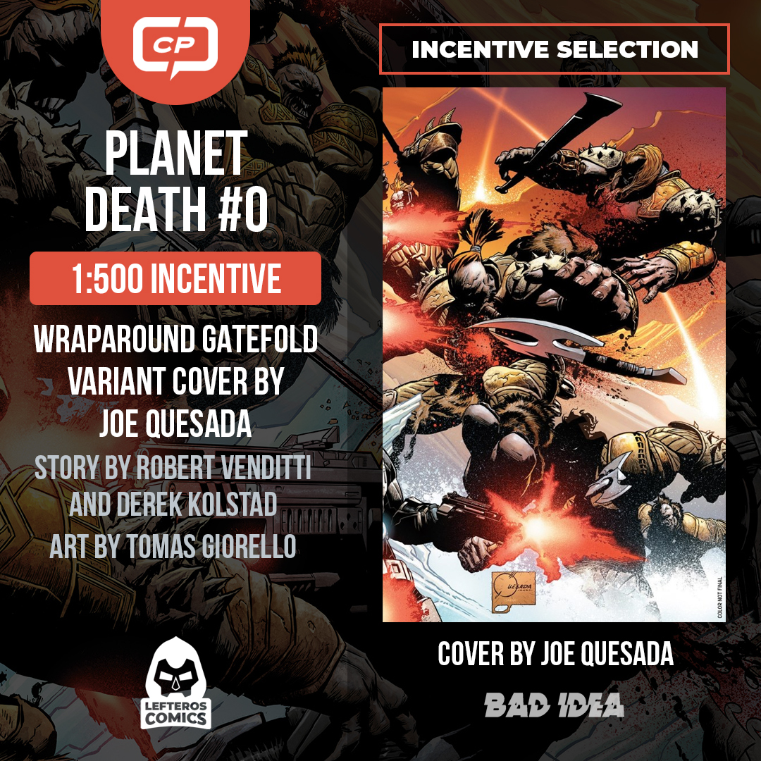 BAD IDEA (@badideahello) on Twitter photo LAST CALL to preorder your copy of the monster Gatefold Wraparound PLANET DEATH triptych variant by Joe Quesada, one of <a href="/covrprice/">COVRPRICE.COM</a> 's FOC picks!
Snap a picture with the Quesada cover before May 7th and qualify for a First Customer Pin!
Details here: mailchi.mp/badideacorp/pi… LAST CALL to preorder your copy of the monster Gatefold Wraparound PLANET DEATH triptych variant by Joe Quesada, one of <a href="/covrprice/">COVRPRICE.COM</a> 's FOC picks!
Snap a picture with the Quesada cover before May 7th and qualify for a First Customer Pin!
Details here: mailchi.mp/badideacorp/pi…