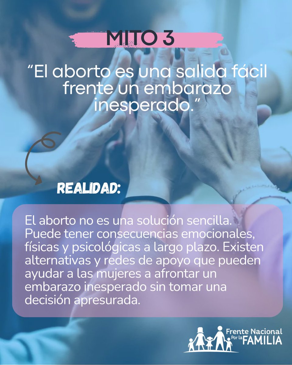 FNxFamilia's tweet image. 🔍 Fácil no es sinónimo de "sin consecuencias".

El aborto no borra la historia, solo cambia el rumbo. Puede dejar cicatrices #emocionales y #físicas de por vida. Si sientes que no puedes sola, hay apoyo, hay alternativas, hay #esperanza. 💙

#NoEstásSola #desmintiendomitos