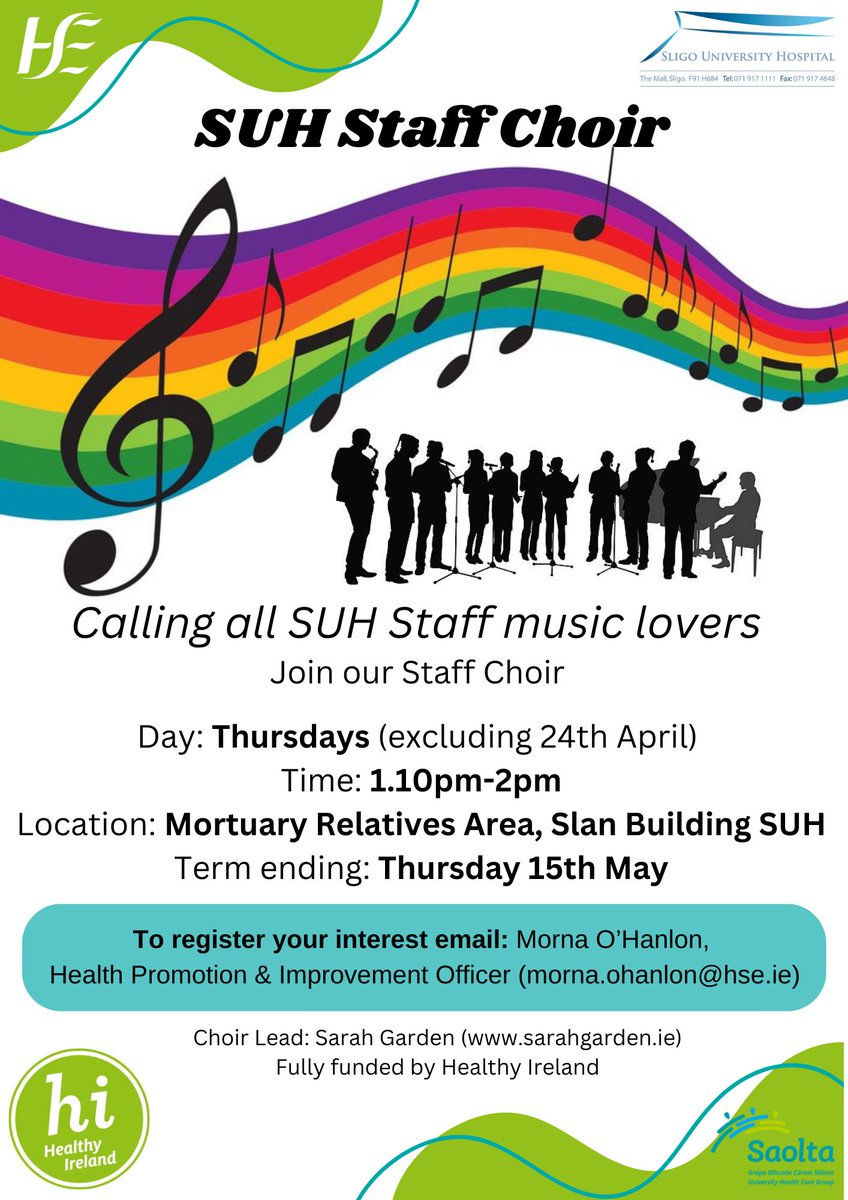 🎶🎶 SUH Staff Choir 🎶🎶

The SUH Staff Choir is open to all staff members regardless of ability. Staff are encouraged to attend if and when it suits - there is no requirement or expectation to attend every session.

#teamSUH 🎶🎤