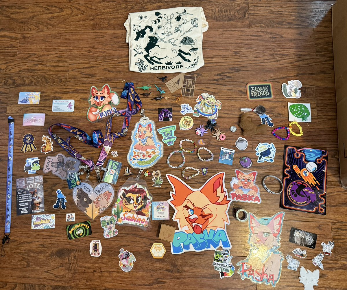 #MCFC2025 haul between my gf and I! Thank you to everyone who traded badges or stickers with me :3c