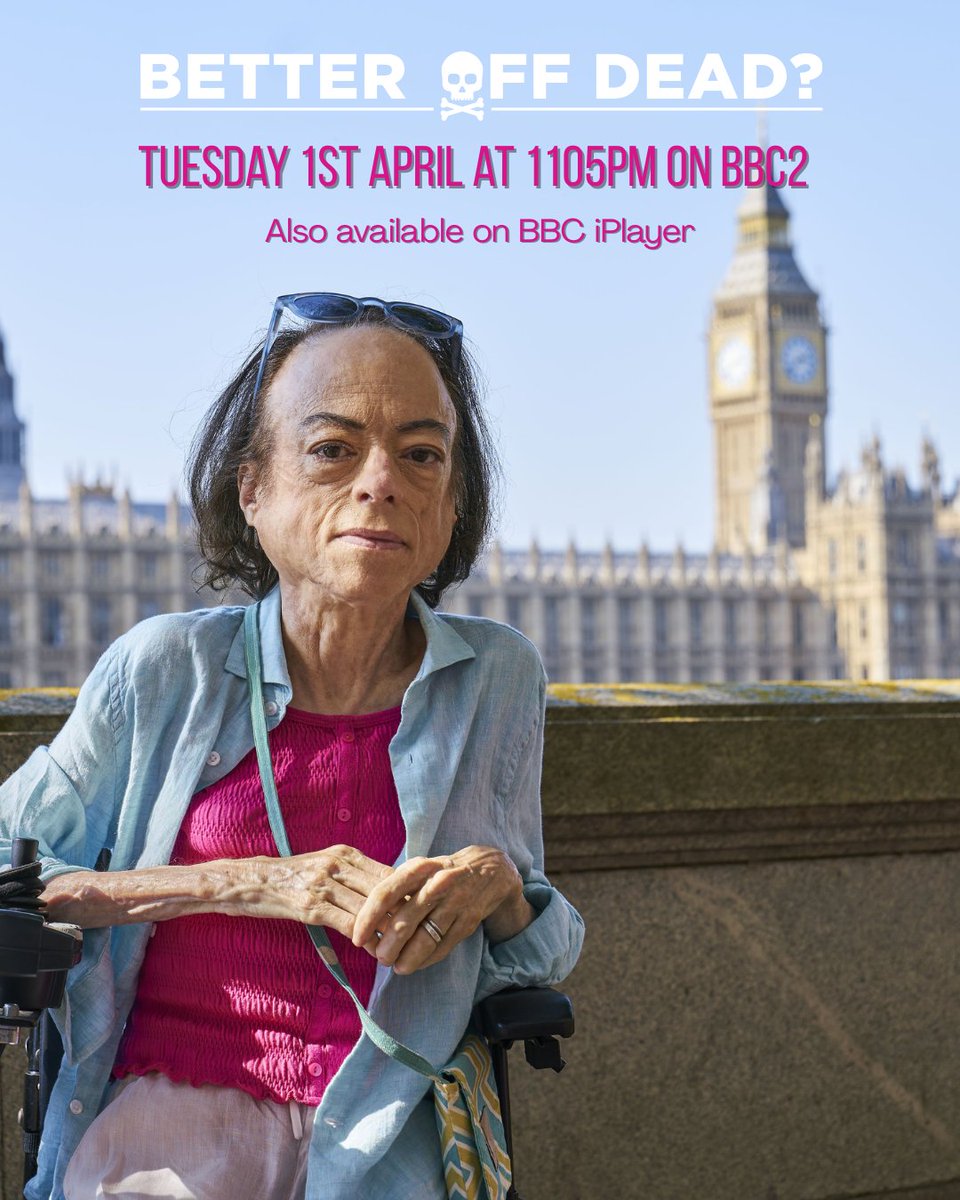 Liz "blue tick" Carr (@thelizcarr) on Twitter photo This is not an April Fool!
At 11.05pm on April 1st the documentary Better Off Dead? will be broadcast <a href="/BBCTwo/">BBC Two</a>
If you can't watch then, it's still available on iPlayer
It's an <a href="/RTS_media/">Royal Television Society</a> award winning doc & might just make you think a little differently about assisted suicide? This is not an April Fool!
At 11.05pm on April 1st the documentary Better Off Dead? will be broadcast <a href="/BBCTwo/">BBC Two</a>
If you can't watch then, it's still available on iPlayer
It's an <a href="/RTS_media/">Royal Television Society</a> award winning doc & might just make you think a little differently about assisted suicide?