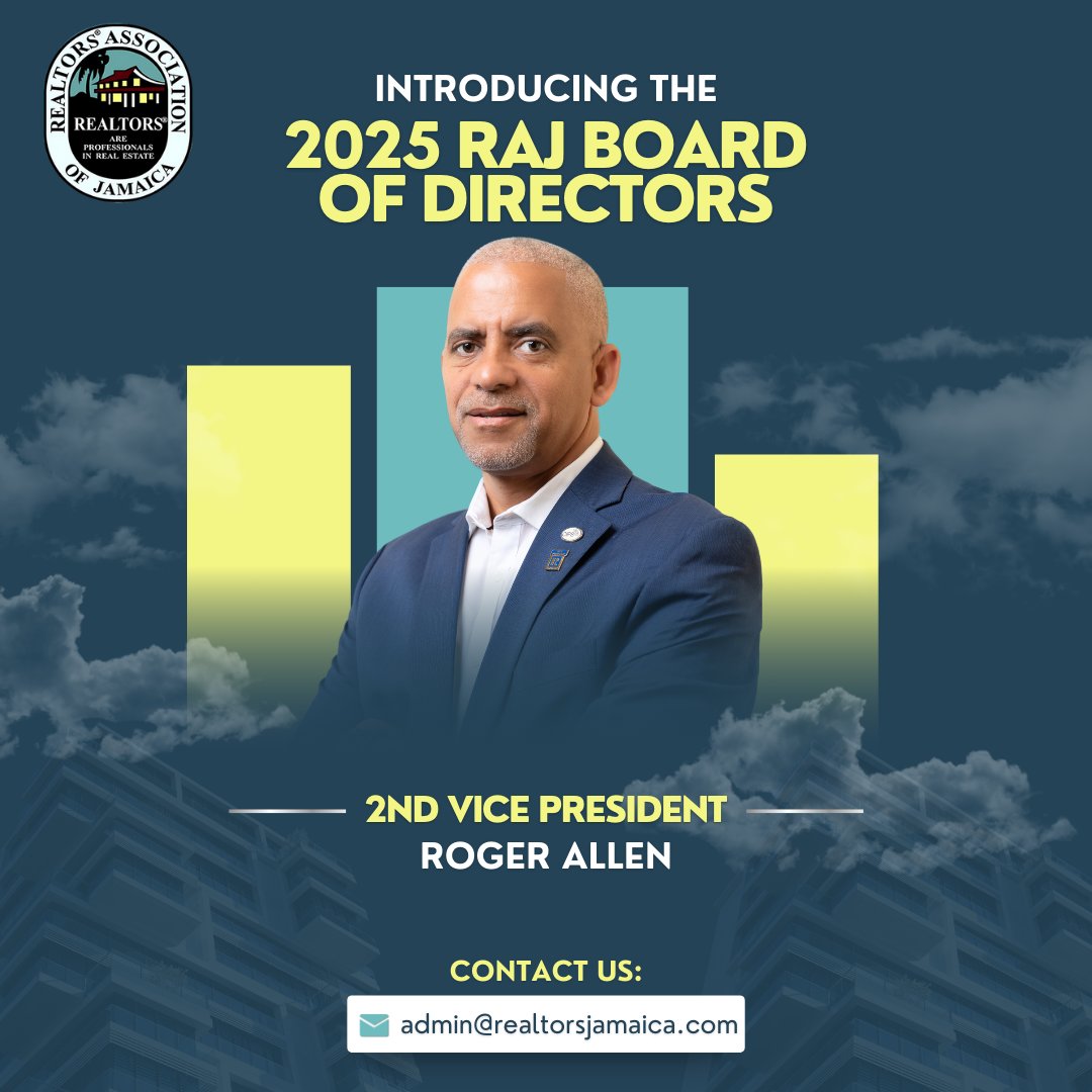 Meet Our 2025 Board of Directors!

These dedicated professionals are committed to upholding the highest standards in real estate, advocating for homeownership, and driving Jamaica’s real estate industry forward.

Want to know more about the RAJ? Visit realtorsjamaica.org