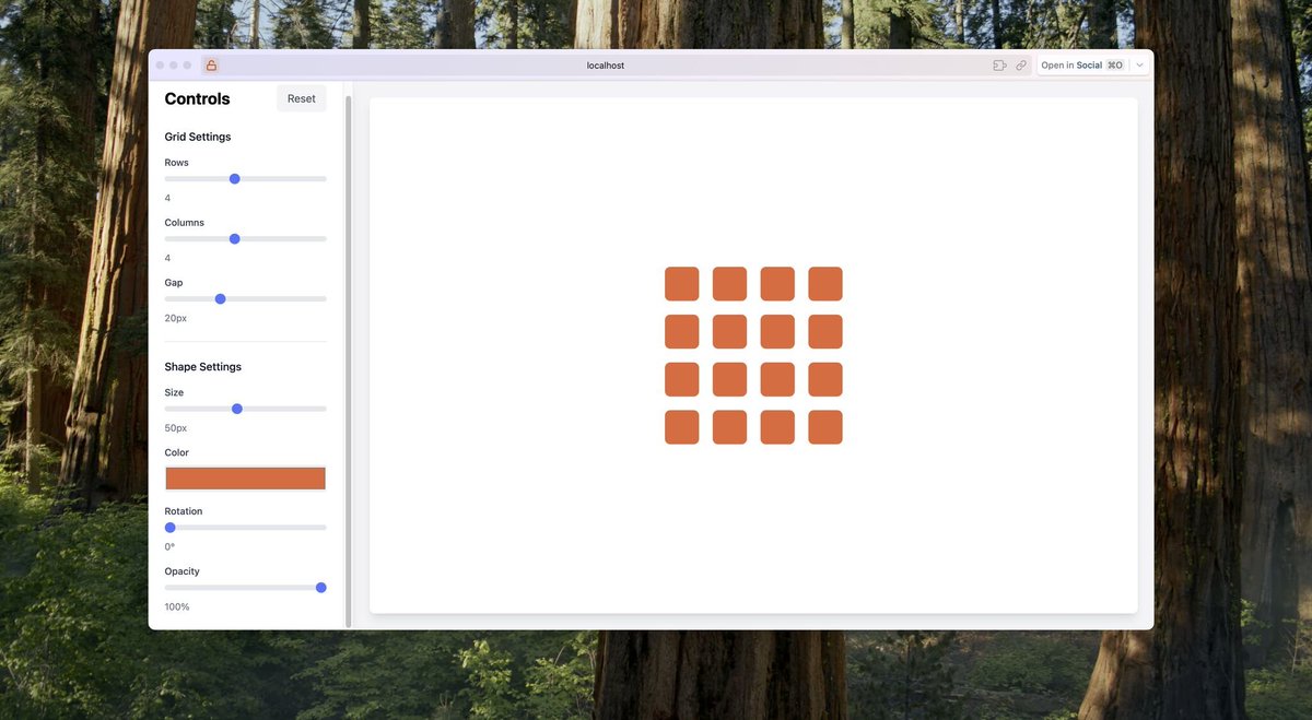 andyweirdesign's tweet image. Just built a pattern generator with React and sliders.
The kicker? Built this entire prototype in 5-10 mins using AI prompts. No complex coding—just everyday language!
Shows how fast we can go from concept to functional prototype now.
#AIPrototyping #ReactJS #CreativeCoding