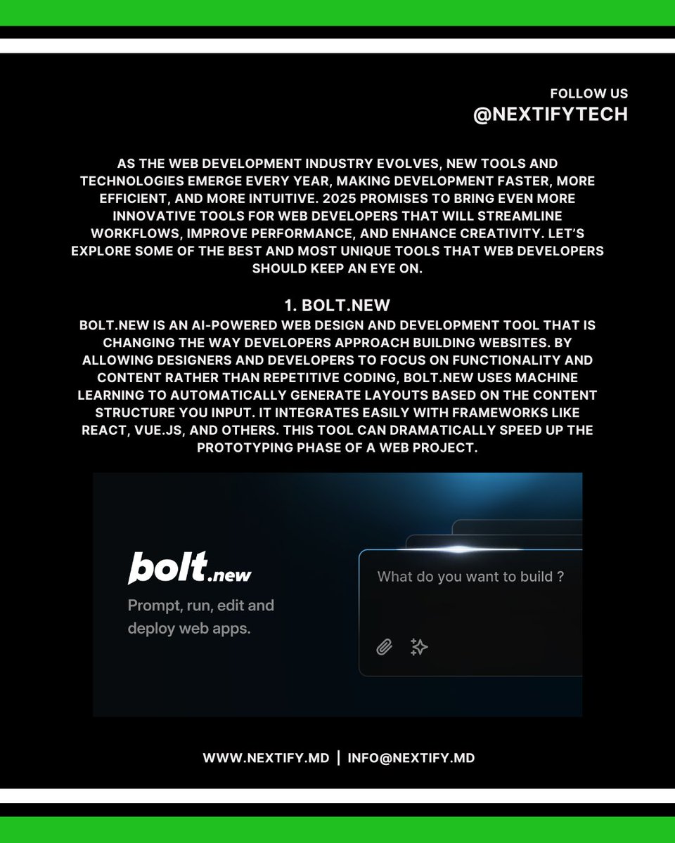 nextifydigital's tweet photo. Stay ahead of the curve and explore the top tools every developer should know about in 2025.  🚀

#nfts #webdevelopment #blockchaindevelopment #techinnovation #web3 #codingtools #developerlife #newtech #productivity #futureofweb https://t.co/MSy53NA1e7