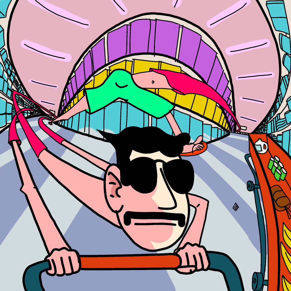 Circling the aisles at the grocery store.